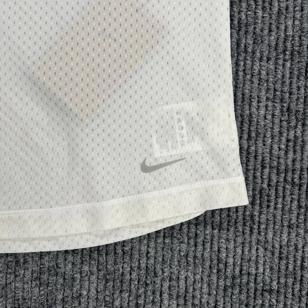 Nike Cropped Tank Top Womens Large White Sleeveless Dri Fit Mesh Gym Workout New